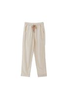 Women Cream High Rise Carrot Fit Pants