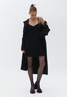 Bayan Siyah İnce Askılı Mini Elbise