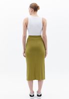 Women Green Midi Skirt with Slit Detail