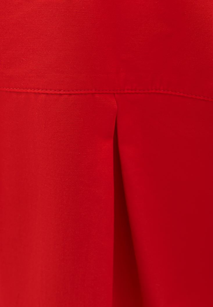 Bayan Kırmızı Pamuklu Loose-Fit Gömlek