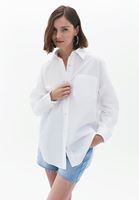 Women White Oversize Shirt with Pocket