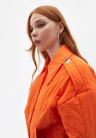 Women Orange Padded Crop Jacket