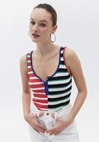 Women Mixed Scope Neck Piped Singlet
