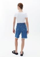 Women Blue Denim Bermuda Shorts