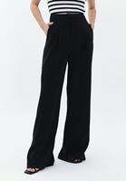 Bayan Siyah Yüksek Bel Wide-Leg Pantolon ( TENCEL™ )