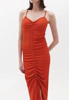 Women Red Maxi Dress with Thin Straps