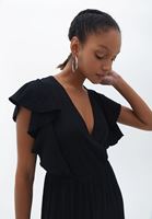 Women Black Double Breast Maxi Dress