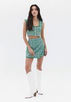 Women Green High Rise Tweed Skirt