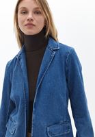 Bayan Mavi Pamuklu Denim Blazer Ceket
