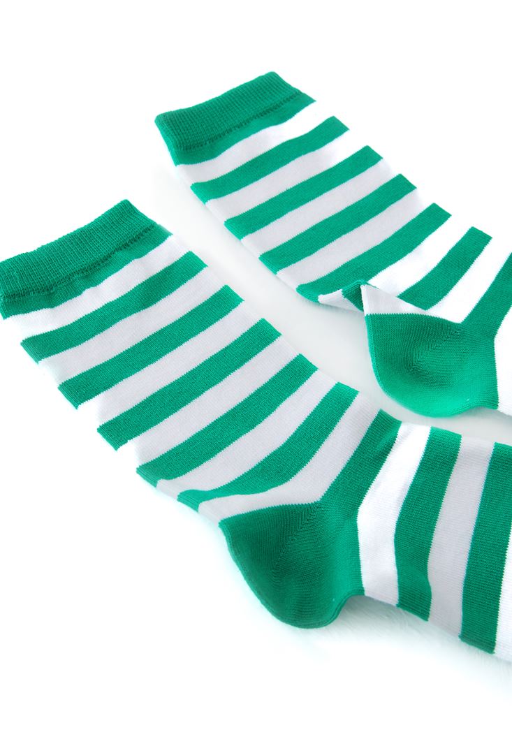 Bayan Yeşil Çizgili Çorap