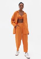 Women Orange Oversize Jacquard Shirt