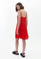 Bayan Kırmızı İnce Askılı Mini Elbise