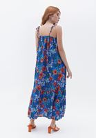 Women Mixed Maxi Dress with Tie-up Detail