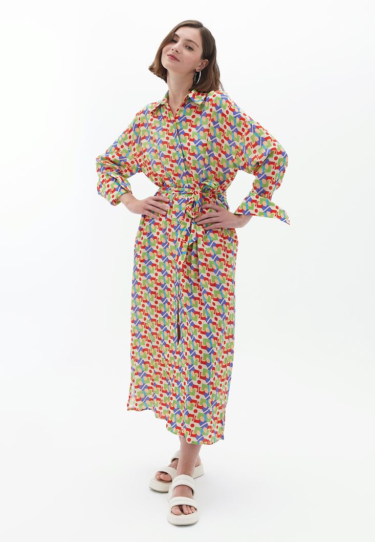 Bayan Çok Renkli Loose-Fit Uzun Kimono