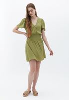 Women Green Double Breasted Mini Dress