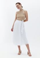 Women White High Rise Midi Skirt