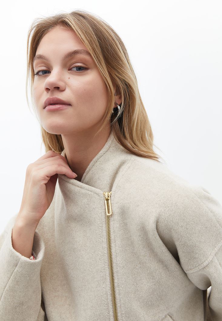 Beige Loose Fit Jacket Online Shopping | OXXOSHOP