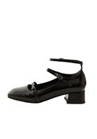 Women Black Mary Jane Shoes with Buckle Detail