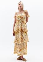 Women Mixed Ruffled Maxi Dress