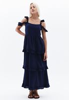 Women Blue Ruffled Maxi Dress