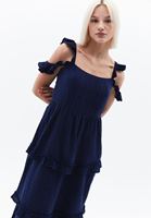 Women Blue Ruffled Maxi Dress