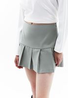 Women Green Mid Rise Pleated Mini Skirt