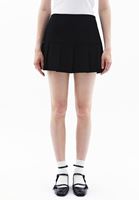 Women Black Mid Rise Pleated Mini Skirt