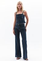 Orta Bel Flare Denim Pantolon