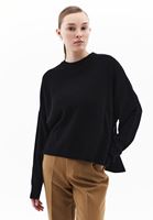 Women Black Knitwear Sweater with Zipper Detail