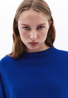 Women Blue Knitwear Sweater with Zipper Detail