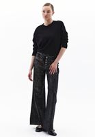 Women Mixed High Rise Wide Leg Pants with Buttons