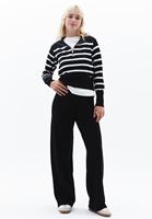 Women Black High Rise Wide Leg Knitwear Pants