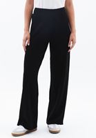 Women Black High Rise Wide Leg Knitwear Pants