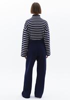 Women Blue High Rise Wide Leg Knitwear Pants