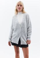 Women Grey Alpaca Wool Blended Cardigan with Buttons