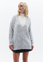 Women Grey Alpaca Wool Blended Cardigan with Buttons