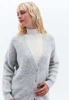 Women Grey Alpaca Wool Blended Cardigan with Buttons