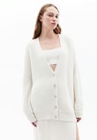 Women Cream Alpaca Wool Blended Cardigan with Buttons