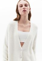 Women Cream Alpaca Wool Blended Cardigan with Buttons