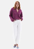 Women Purple Alpaca Wool Blended Polo Neck Sweater