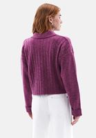 Women Purple Alpaca Wool Blended Polo Neck Sweater