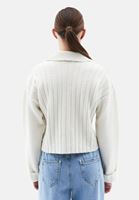 Women Cream Alpaca Wool Blended Polo Neck Sweater