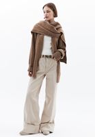 Women Brown Cardigan with Shawl Detail