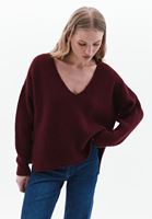 Women Bordeaux Soft Touch V-neck Sweater