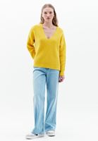 Women Yellow Soft Touch V-neck Sweater