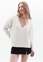 Women Cream Soft Touch V-neck Sweater