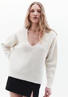 Women Cream Soft Touch V-neck Sweater