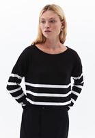 Women Mixed Boat Neck Knitwear Sweater