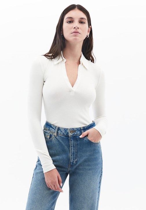 Cream Polo Neck Tshirt Online Shopping OXXOSHOP