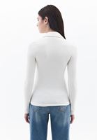 Women Cream Polo Neck Tshirt